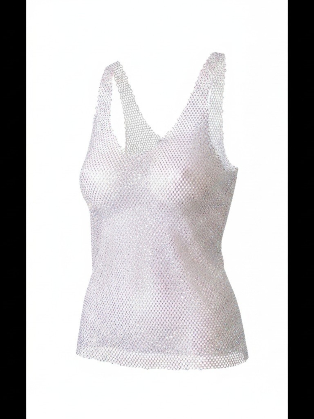 Sleeveless Mesh Tank Top - White